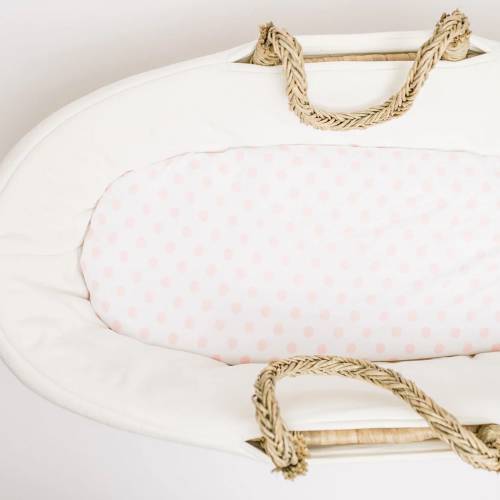 Bassinet Sheet Cotton Fitted Pink and White Polka Dot Moses Basket Bedding Girl Nursery Bedding Baby Bedding Pram Sheet Baby Girl OEKO-TEX
