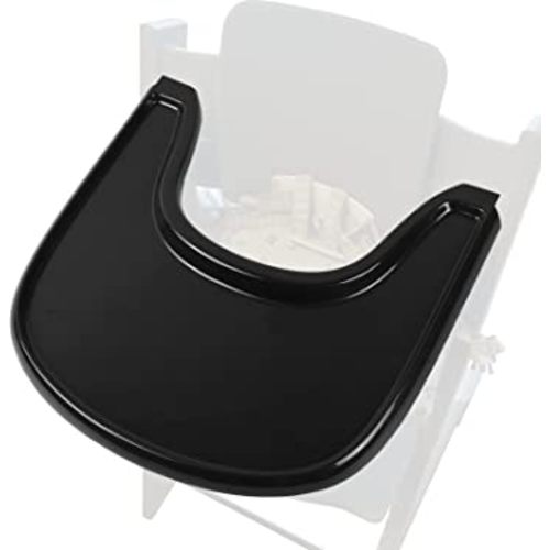Baby High Chair Tray Compatible with Stokke Tripp Trapp V2+, Replacement Tray for Stokke High Chair, Smooth Surface & Strong Suction, BPA-Free & Dishwasher Safe, Toddlers 6–36 Months - Black
