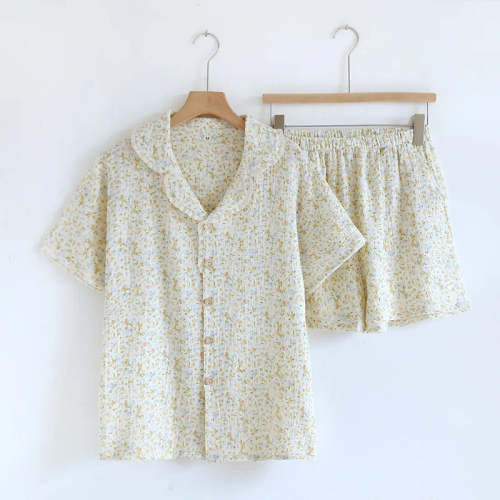 The Fleece Co 100% Muslin Cotton Pajama, SHORT - Blossom Lines