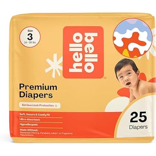 Hello Bello Premium Diapers Size 3 (14-24 lbs) Get in The Groove Designs, 25ct Jumbo Pack