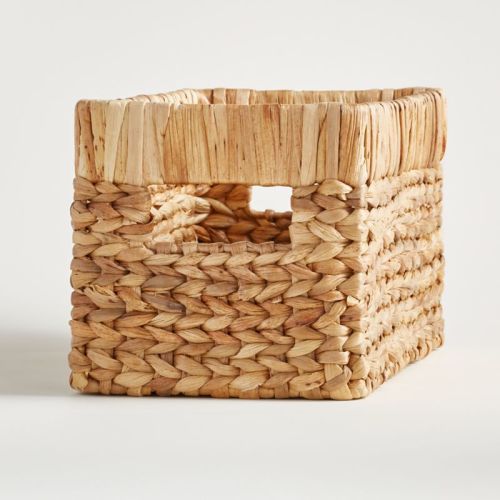 Natural Woven Wicker 3-Compartment Diaper Caddy with Handles
