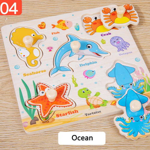 Loyerfyivos Wooden Peg Puzzles for Toddlers,Montessori Toddler Puzzles for ages 1-3,Fine Motor Skill LearningPuzzles toys for 1+ year old Baby Boys Girls Gifts-9 Shapes, Ocean