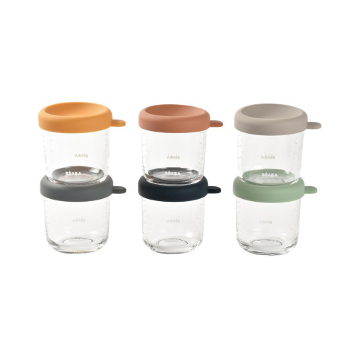 Beaba 8 oz Glass Baby Food Jars (6 Pack) - Sunrise