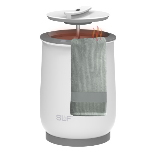 "SLF Luxury Extra Large Bathroom Towel Warmer, 20L Electric Hot Towel Bucket, Fits Two 40""x70"" Towels, 18.5x13in, White"