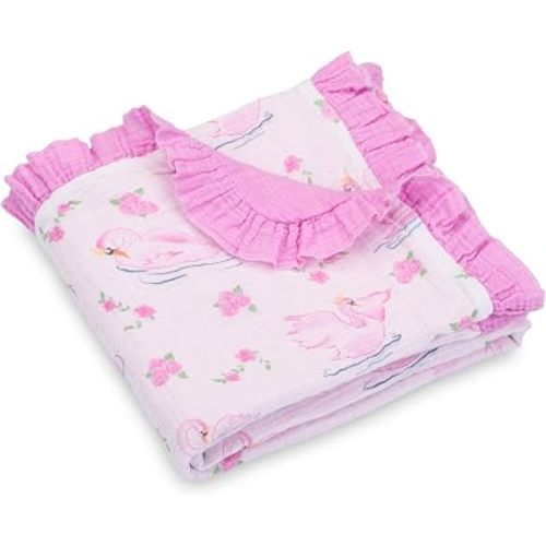 LollyBanks Muslin Baby Blanket, 100% Organic Cotton Ruffle Baby Blanket