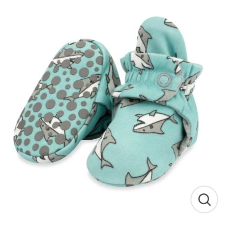 Baby Sharks Organic Cotton Gripper Baby Bootie – Zutano
