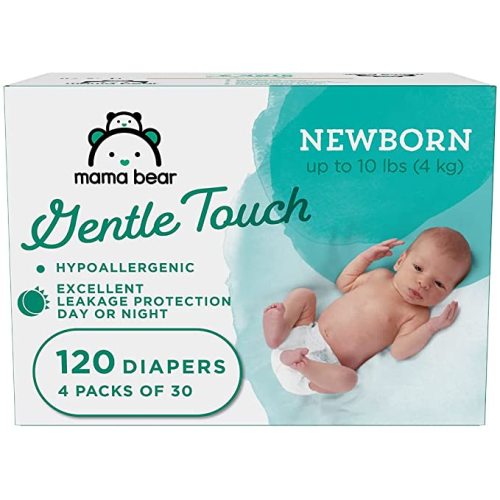Amazon Brand - Mama Bear Gentle Touch Diapers, Hypoallergenic, Newborn, 30 Count (Pack of 4) - Newborn (120 Count)