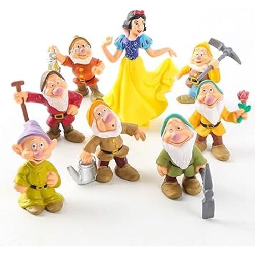 8 PCS Snow White Princess and The Seven Dwarfs, 7 Dwarfs Snow White Princess Miniature Figurine Resin, Miniature Snow White and The Seven Dwarfs Gardening Supplies, 1.1 to 3.1 inches Tall