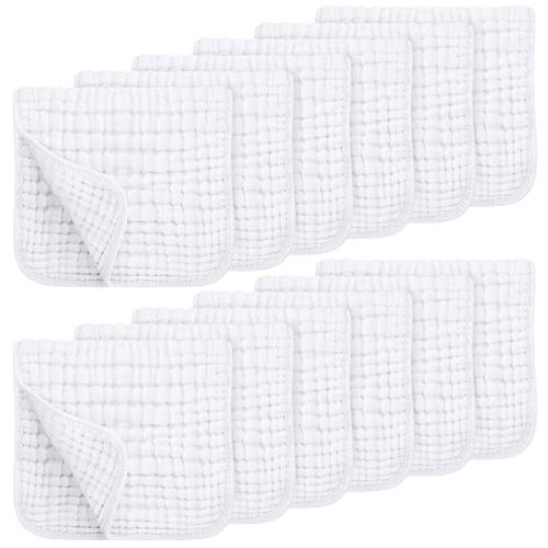 Looxii Muslin Burp Cloths 100% Cotton Muslin Cloths Large 20''x10'' Extra Soft and Absorbent 12 Pack Baby Burping Cloth for Boys and Girls Pure White