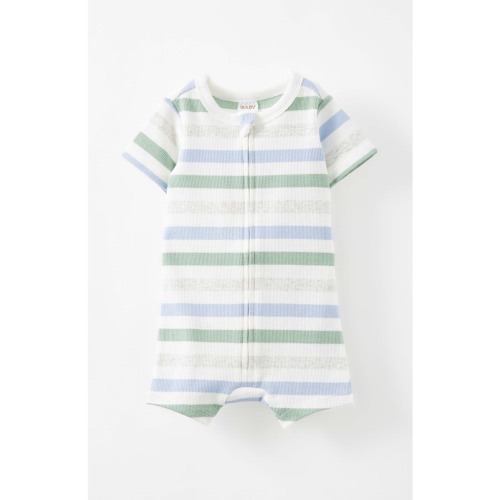 The Billie Short Sleeve Zip Romper, 3-6M