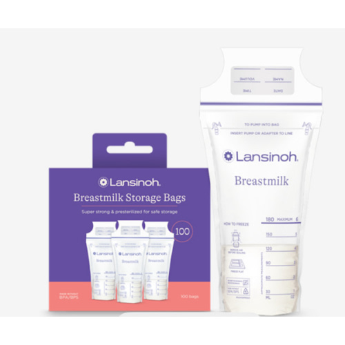 Lansinoh Bolsas de Almacenamiento de Leche Materna 100 Unidades, Congelación y Descongelación Rápidas, 6 oz