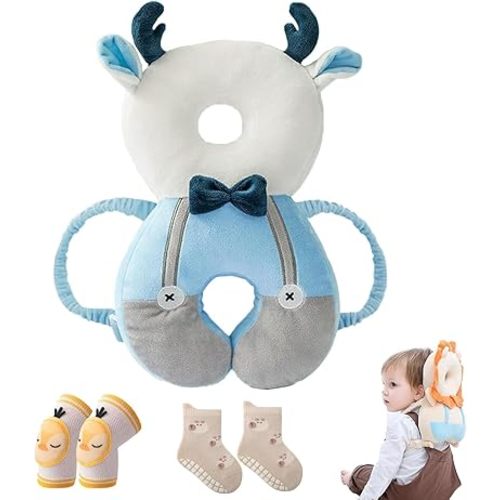 Baby Walker Head Protector Backpack Wear,Toddler Adjustable Baby Head Protection for 5-24 Months Baby Learning Walking Crawling Baby Head Protection Pad (Stuffed Deer)