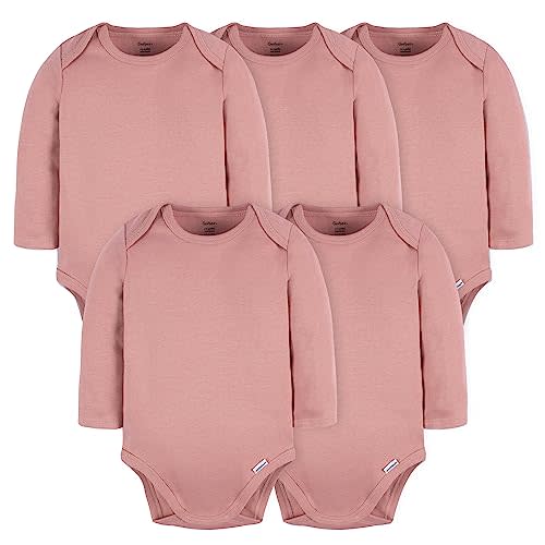 Gerber Unisex Baby Long Sleeve Solid Onesies Multi-pack Interlock 180 Gsm