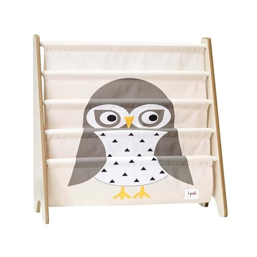 3 Sprouts Kids Book Rack - Space-Saving Bookshelf for Children's Room - Toddler Bookcase Organizer, Book Shelf Ages 3+, Owl