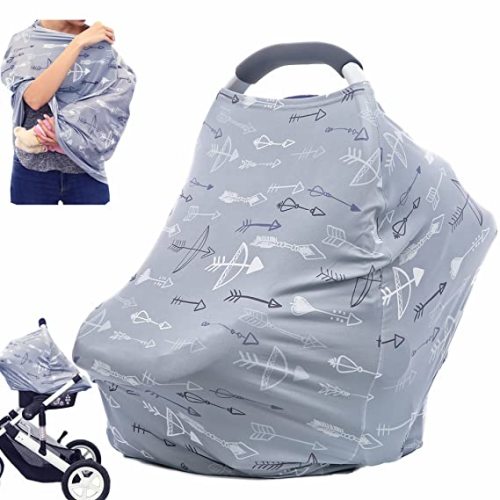 Breastfeeding Cover Carseat Canopy - Multi Use Car Seat Covers for Babies, Infant Stroller Cover, Baby Shower Gifts for Boys and Girls - grey