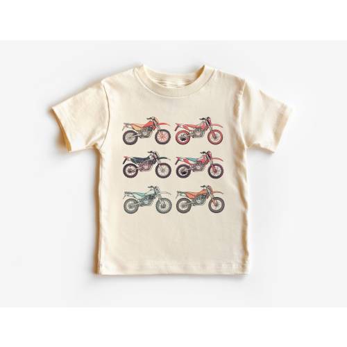 Retro Dirt Bikes In A Row Toddler Shirt - Motorcycle Kids Outfit - Dirt Bike Racing - Boy Toddler Youth Kids Boho Clothing