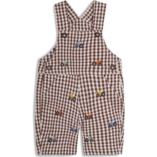 Embroidered Cotton Seersucker Overalls, 3-6M