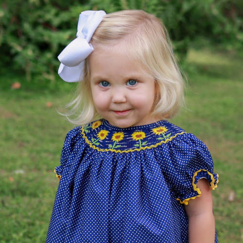 Smocked Sunflower Bubble - Dressie Jessie Smocking