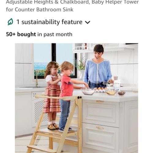 Amazon.com: Toddler Tower for 2 Kids Foldable, Montessori Kitchen Standing Tower for Twin Toddlers 1-3, Step Stool with 3 Adjustable Heights & Chalkboard, Baby Helper Tower for Counter Bathroom Sink : Home & Kitchen