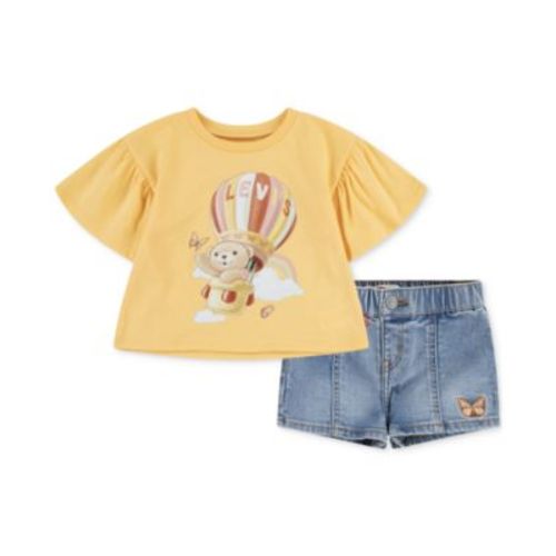Baby Girls 2-Pc. Liv Flutter-Sleeve T-Shirt & Shorts Set
