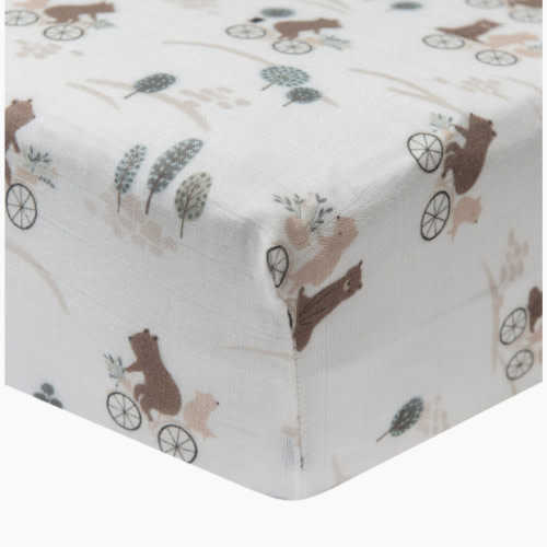 Loulou Lollipop Cotton & Bamboo Fitted Crib Sheet - Bears On Bikes