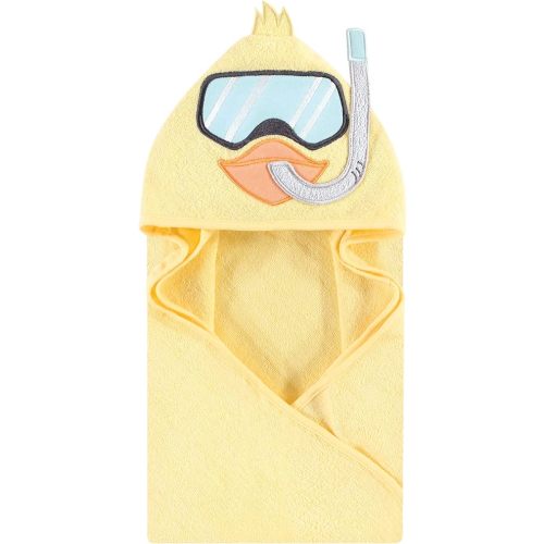 Hudson Baby Unisex Baby Cotton Animal Face Hooded Towel, Scuba Duck, One Size