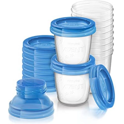 Philips AVENT Breast Milk Storage Cups And Lids, 10 6oz Containers, SCF618/10