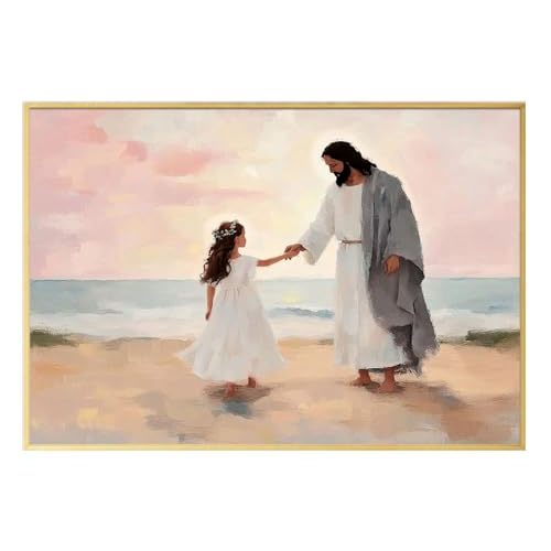 YOYIAXT Jesus Christian Canvas Wall Art Jesus With Children Faith Posters Prints Religion Paintings Spiritual Praying Picture Church Nursery Decor for Bedroom Kids Room 12x16 inch Unframed