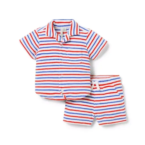 Newborn Moto Red Stripe The Cabana Matching Baby Set by Janie and Jack