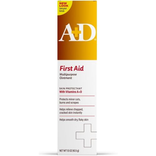 A+D First Aid Healing Ointment - Moisturizing Skin Protectant for Dry Cracked Heels, Elbows, Hands and Lips - Use After Hand Washing, Packaging May Vary, Multicolor – 1.5 oz Tube