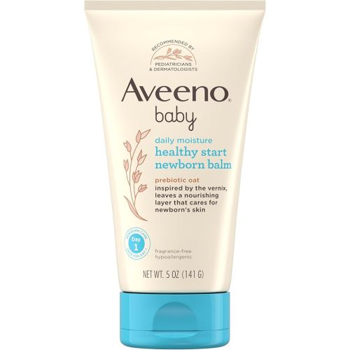 Aveeno Baby Healthy Start Nourishing Newborn Balm, Hypoallergenic Baby Skin Balm with Prebiotic Oat Leaves a Nourishing Layer to Care for Newborn Skin, Fragrance-Free, 5 oz