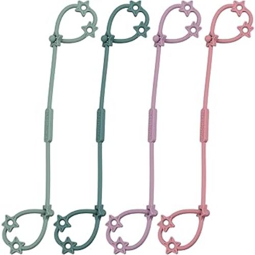 Toy Straps for Baby, Adjustable Stretchable Sippy Cup Straps, Sippy Bottles or Pacifier to Stroller, Highchair, Car Seat, Hanging Basket (4Pack, Midnight Blue/Ether/Deep Lilac/Mauve)