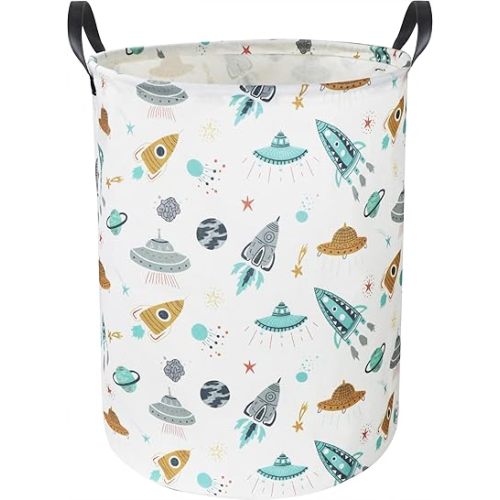 19.7’’ Waterproof Foldable Laundry Basket,Baby Nursery Hamper,Dirty Clothes Hamper for Boys and Girls,Kids Toys/Books Bins, Gift Baskets, Room Decor(Spacecraft)