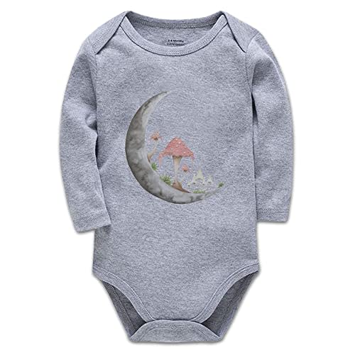YCICIVDee Mushroom Moon Baby Bodysuit -Newborn Infant Baby Bodysuit Long Sleeve 0-24 Months White