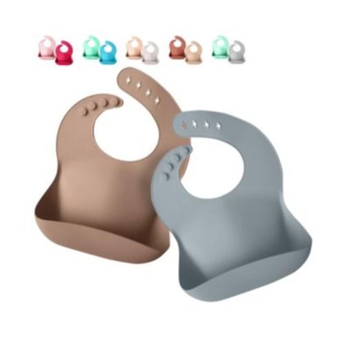 Baby Girls Silicone Bibs - Soft Silicone Bib with Food Catcher and Waterproof Material - Adjustable Fit