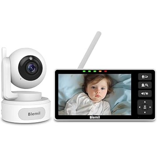 Baby Monitor, 5.5" HD Split-Screen with 4000mAh Battery, Panoramic Zoom Video Baby Monitor with Camera and Audio, Infrared Night Vision, ECO, and Two-Way Calling