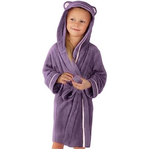 Premium Soft Bath Robe for Toddlers & Kids - Bamboo Rayon Robe with Hood for Girls & Boys