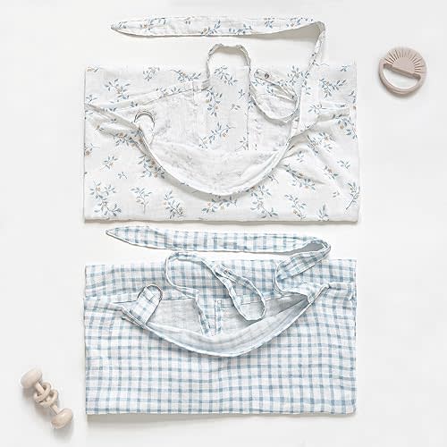 Konssy 2-Pack Muslin Nursing Cover Up for Breastfeeding Moms with Rigid Hoop, 100% Cotton, Lightweight & Breathable Breastfeeding Cover, Adjustable & Comfort