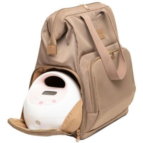 Norah Breast Pump Backpack – Hands-Free Pumping Bag with Insulated Milk Storage, Laptop Sleeve & Wide-Open Frame – by Sarah Wells (Latte)
