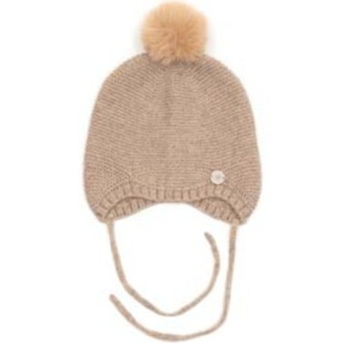 Babys Merino Wool Cashmere Faux Fur Pom Pom Bonnet, Camel - HutteliHut | Maisonette