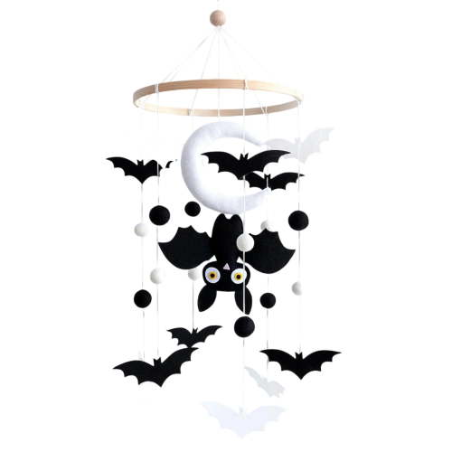 Baby Mobile For Crib Black Bats Material Halloween Theme Handmade Bats Nursery Mobile Accessory Crib Mobile For Boys And Girls Practical