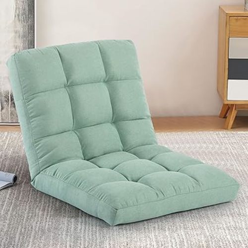 Floor Chair with Back Support Folding Chair with 6 Adjustable Position, Padded Sleeper Bed, Floor Gaming Chair, Meditation Chair for Adults