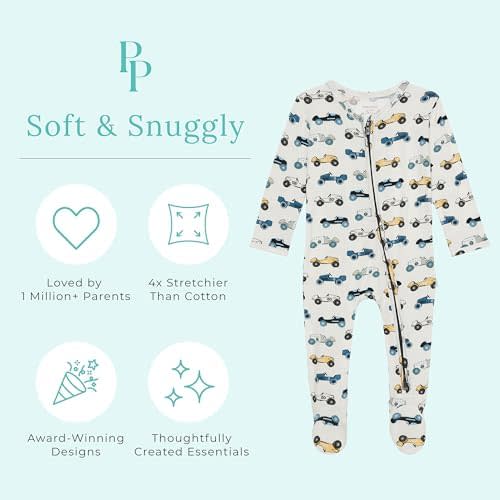 Posh Peanut Baby Boy Footie Pajamas - Soft Viscose Made from Bamboo 2 Way Zipper Sleepers & Onesies