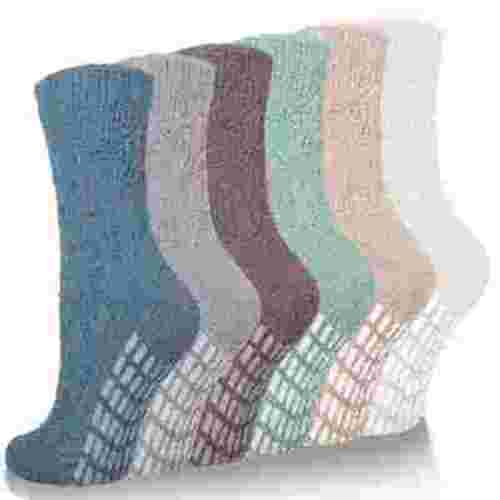 Loritta Fuzzy Socks for Women Slipper Socks Winter Warm Cozy Socks with Grippers Womens 6 Pairs Size 5-9