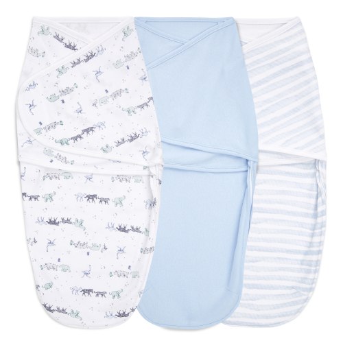 Aden + Anais™ Essentials Wrap Swaddles, 100% Cotton, Blue Rising Star, Boy, Newborn, 0-3 Months, 3-Pack