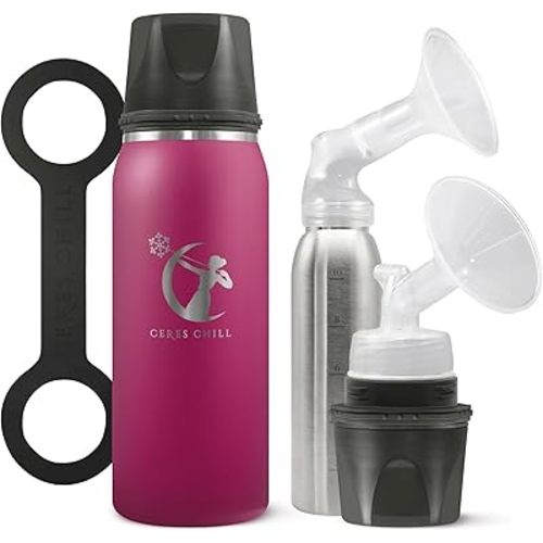CERES CHILL OG Breastmilk Chiller, Reusable Storage Container - Bottle Cooler Keeps Milk at Safe Temperatures for Up to 20 Hours, Connects w/Most Pumps (Plum), 1 Count