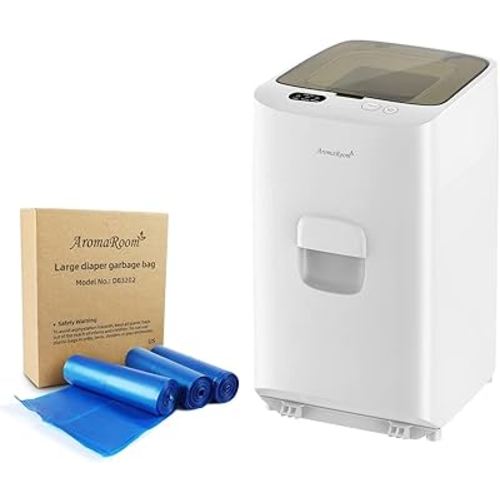 AromaRoom Electric Diaper Pail & Diaper Pail Refills bag 108 Count, 3 Rolls (Large Size)