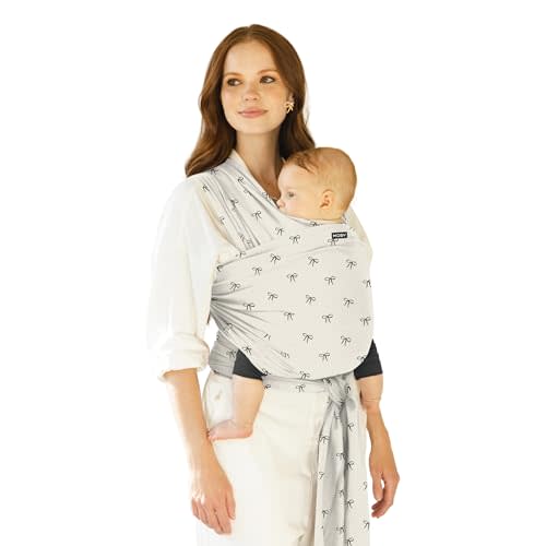 Moby Baby Wrap Carrier Classic for Newborns to Toddlers (8-33lbs), Infant Sling Carrier, Lightweight & Hands Free Design, Adjustable for All Body Types (Belles & Bows)