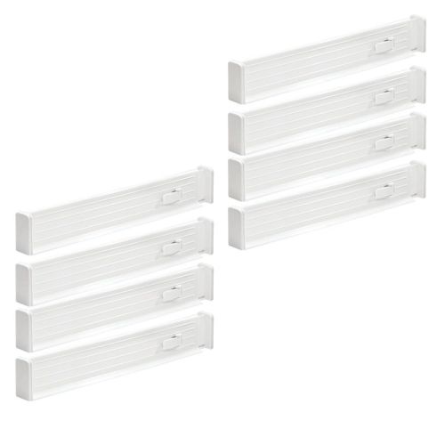 mDesign Expandable Dresser Drawer Organizer/Divider, 2.5" H, 8 Pack, Color: White