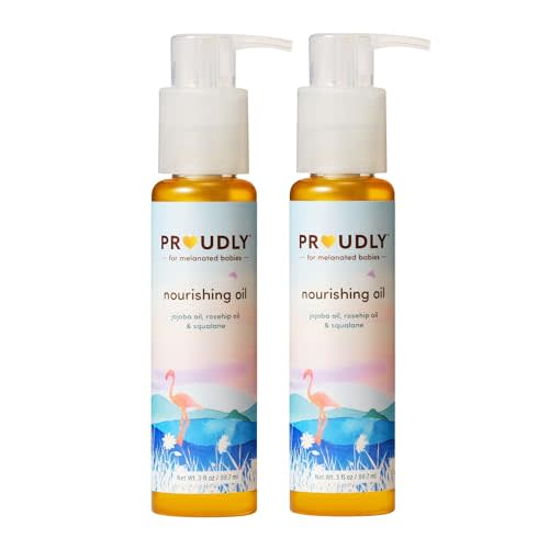 PROUDLY Nourishing Baby & Hair Oil by Gabrielle Union & Dwyane Wade, Baby Oil Gel for Dry, Sensitive Skin & Textured Hair, Black & Brown Babies, Vitamin E, 2-Pack (3 oz each)